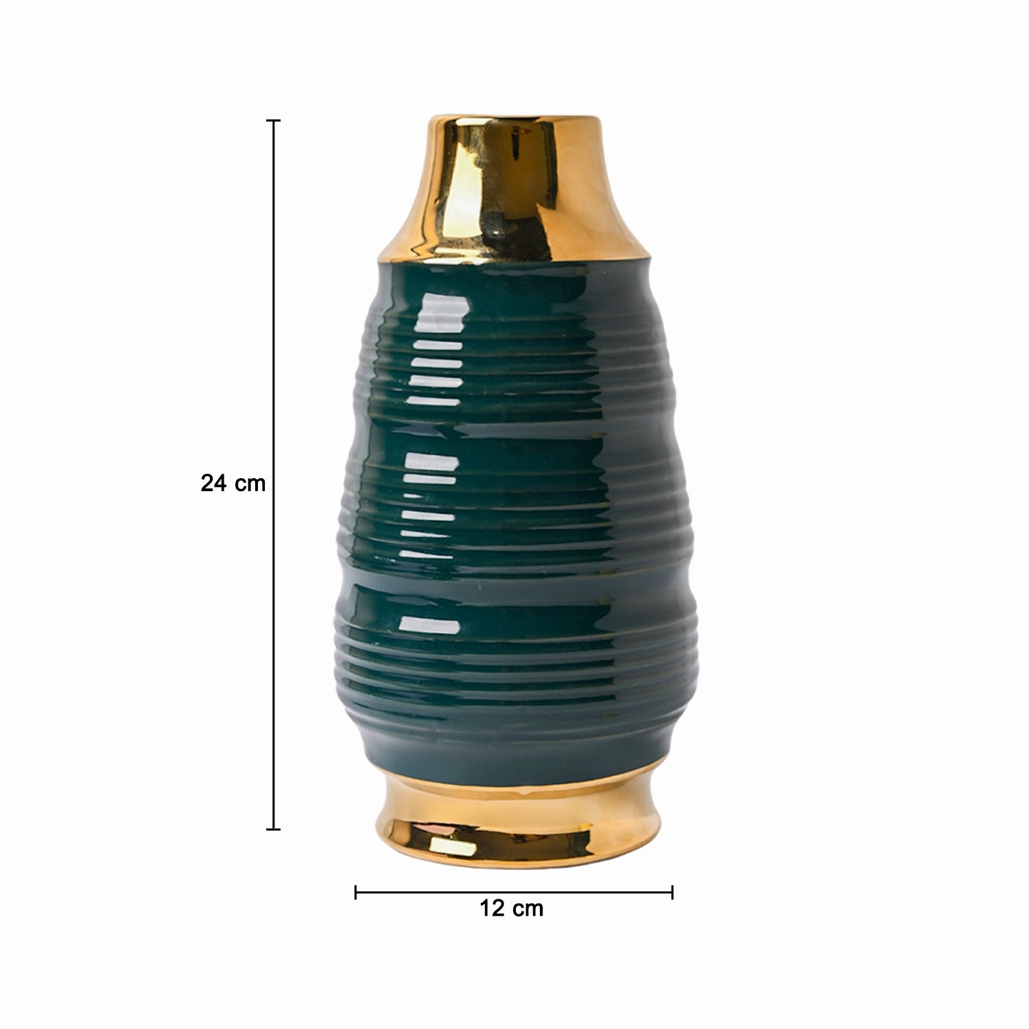 Golden & Teal Spiral Ceramic Vase