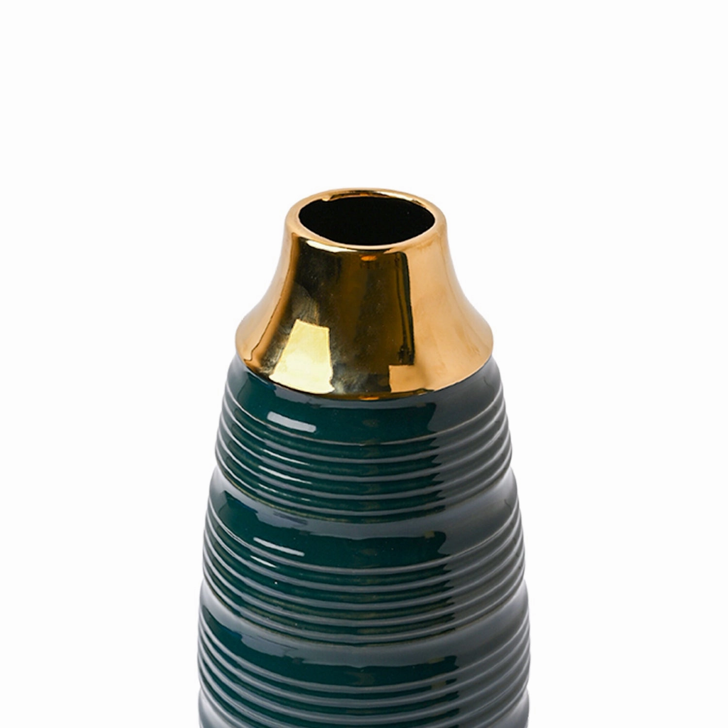 Golden & Teal Spiral Ceramic Vase