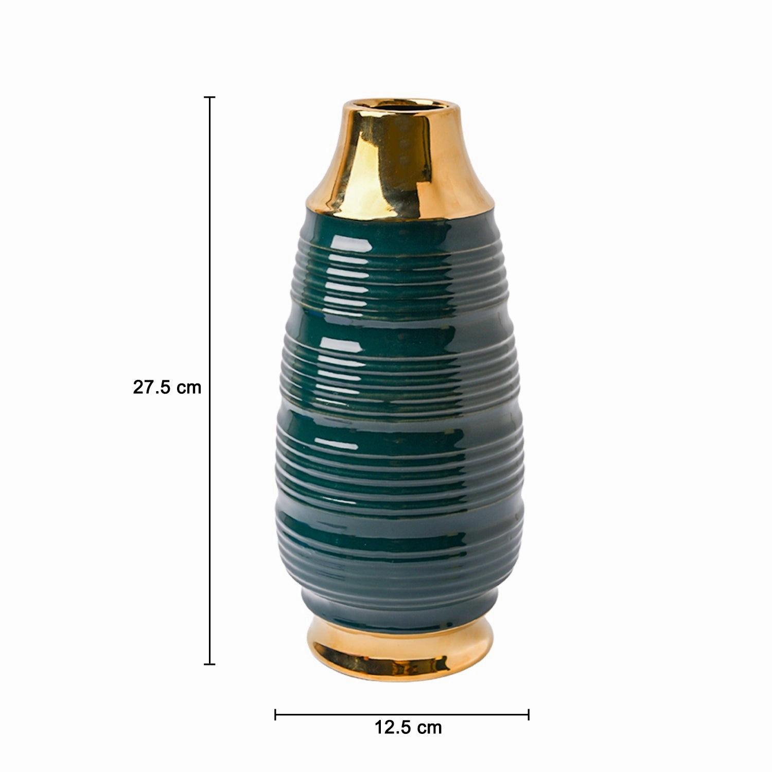 Golden & Teal Spiral Ceramic Vase