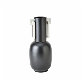 Grecian - Handled Vase Matte Black mini ornamental plant  