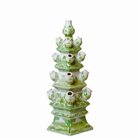 Green and White Short Porcelain Tulipiere plant seeds  