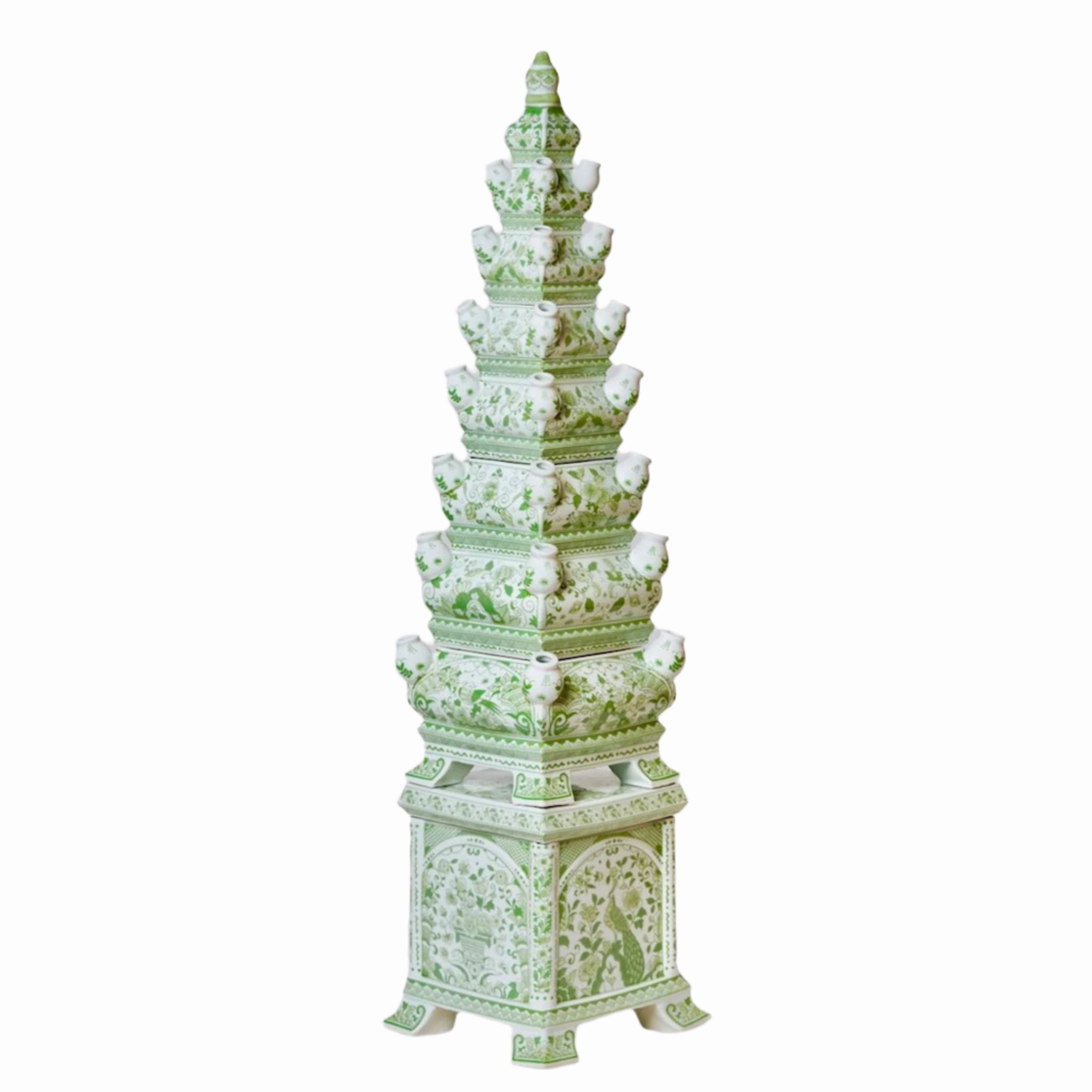 Green and White Tall Porcelain Tulipiere plant seeds  