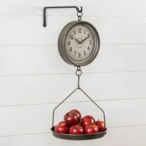 Grey Metal Produce Scale Clock dried flowers  