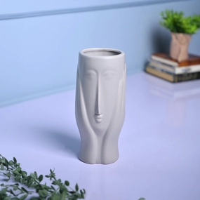Grey Glossy Ceramic Vase - Contemporary Sophistication dried green plant  