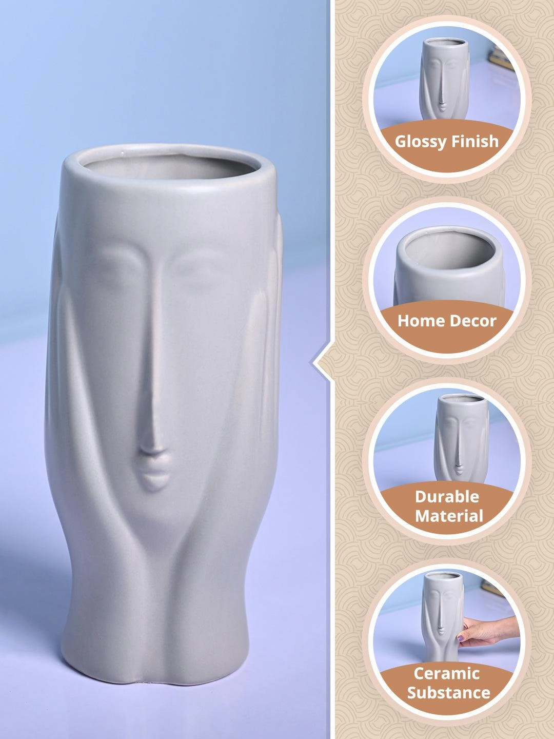 Grey Glossy Ceramic Vase - Contemporary Sophistication