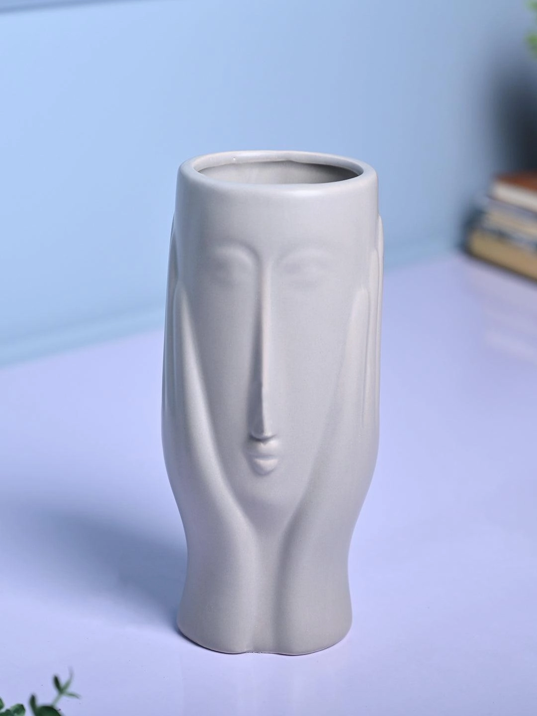 Grey Glossy Ceramic Vase - Contemporary Sophistication