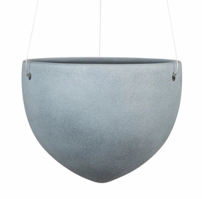 Grey Hanging Ceramic Pot Dark Stone  (845) tall green plant  