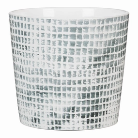 Grey Indoor Ceramic cover Pot Grey pattern (870) tall green plant  