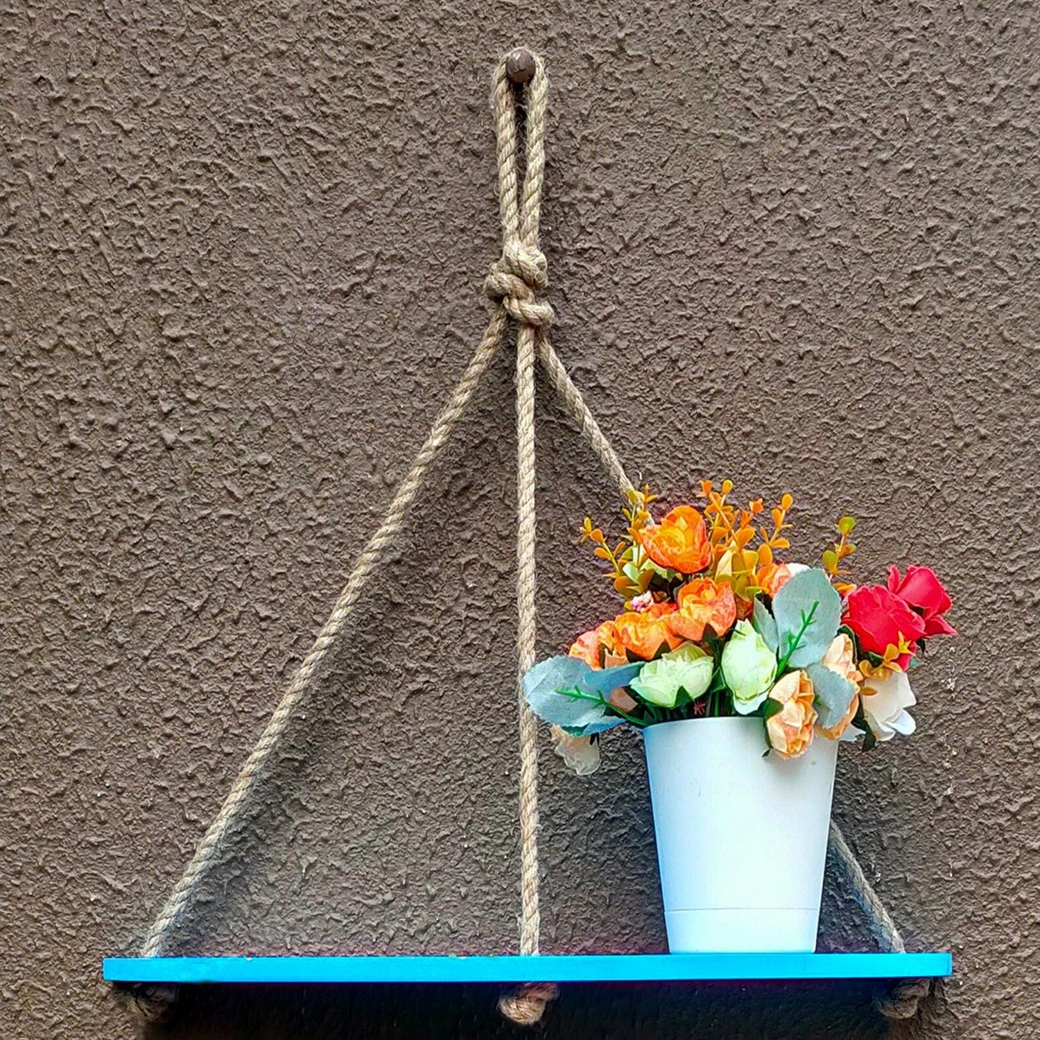 Half Oval Blue Wall Hanging Shelf