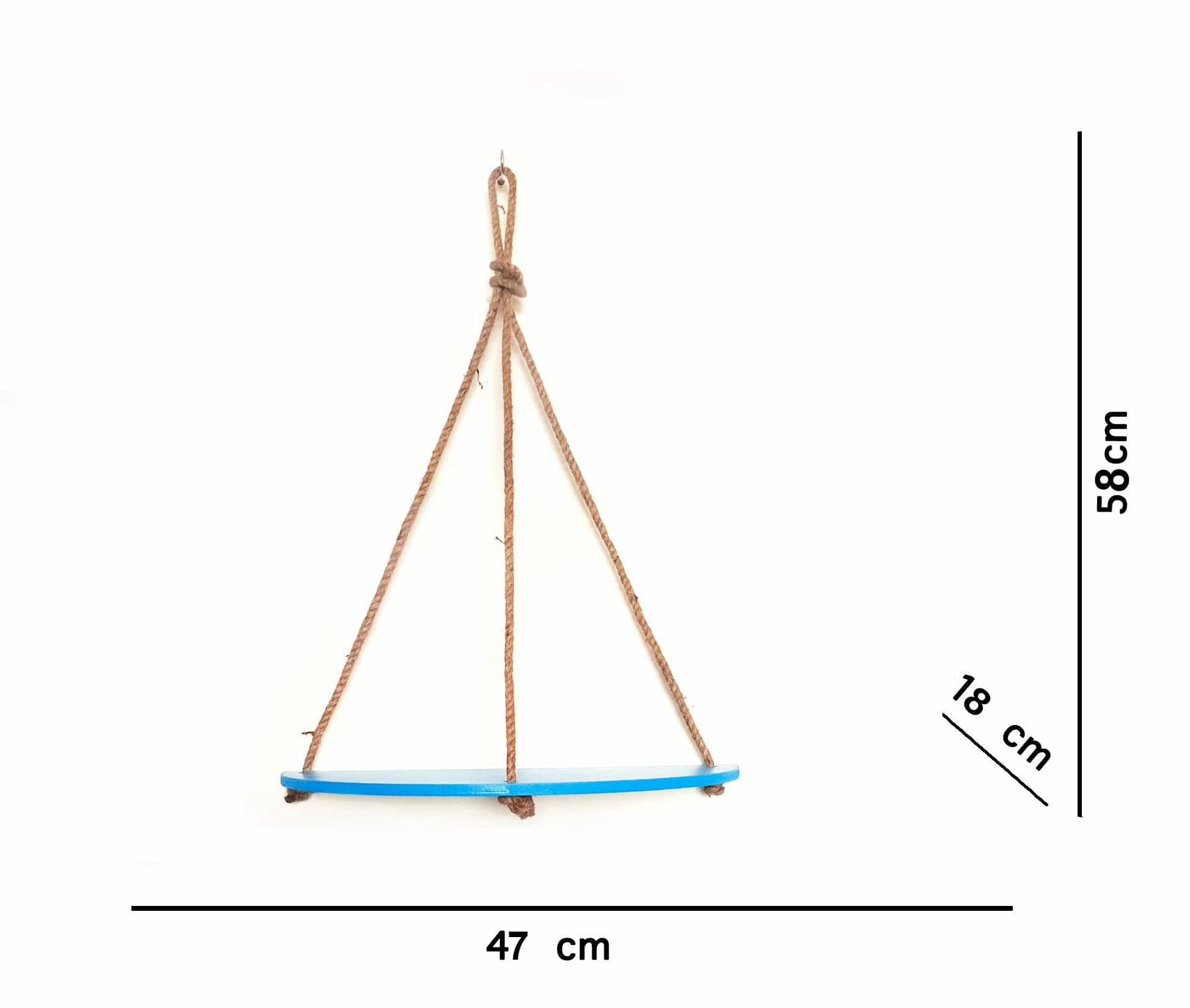 Half Oval Blue Wall Hanging Shelf