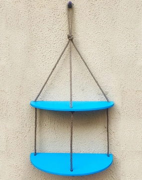 Half Oval Blue Wall Hanging Shelf cactus succulent plant  