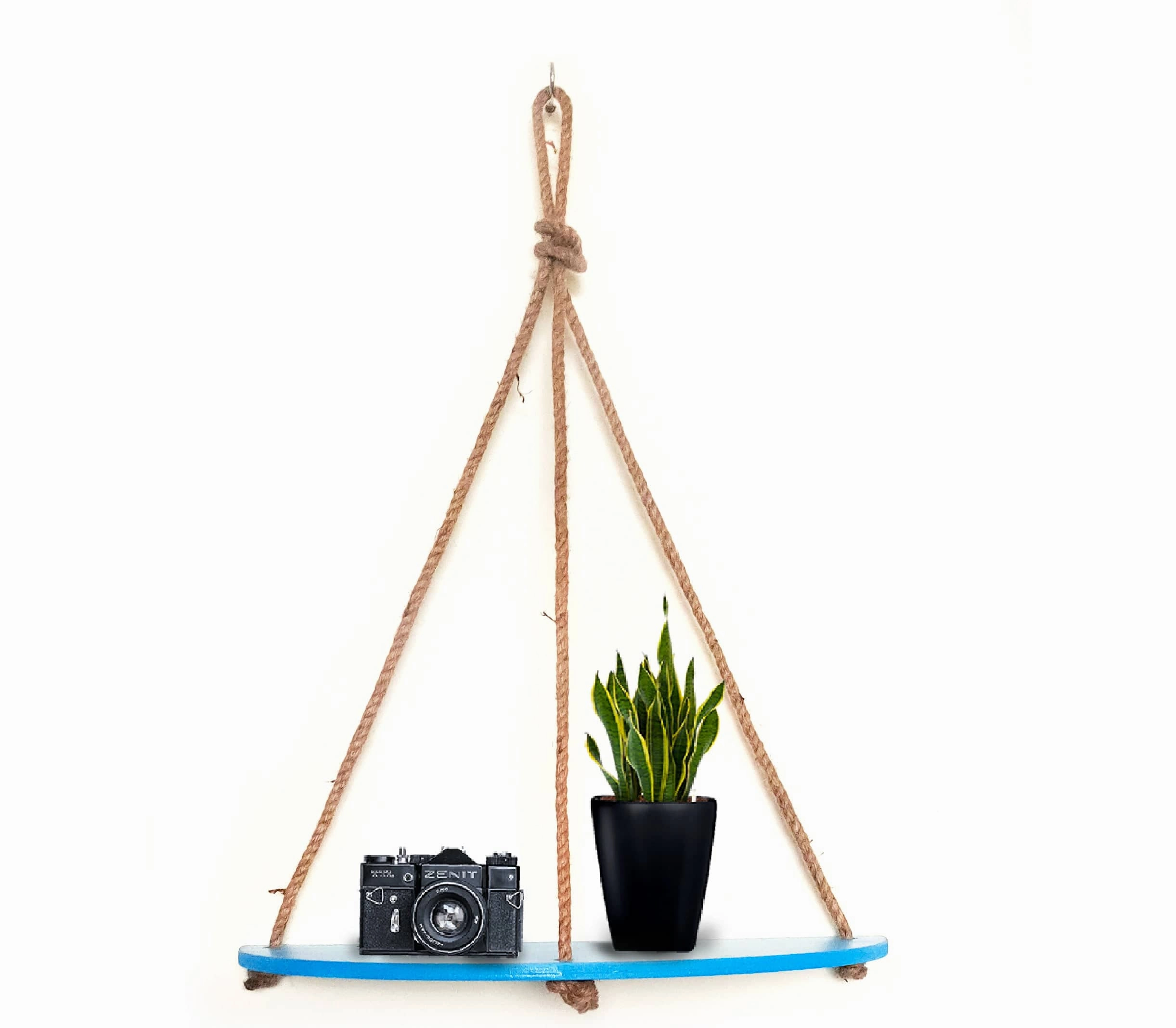 Half Oval Blue Wall Hanging Shelf
