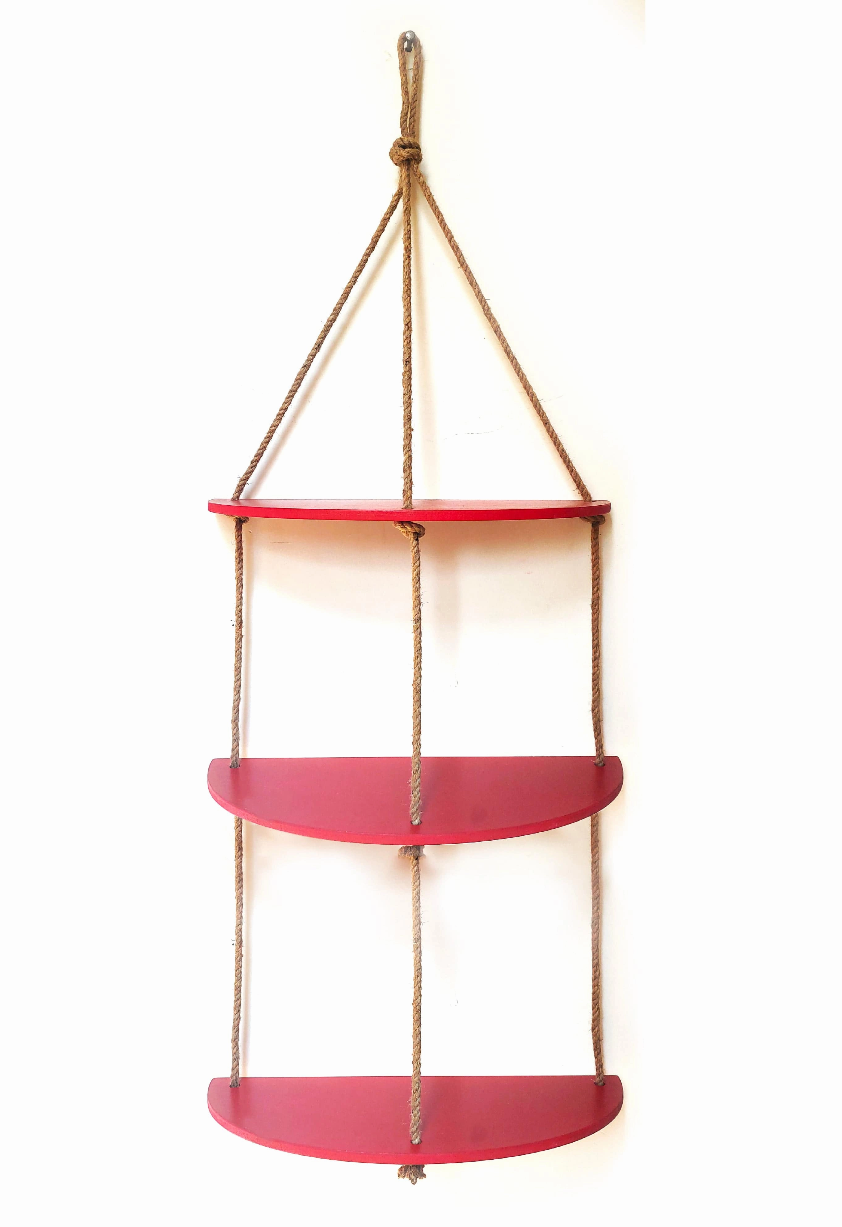 Half Oval Maroon Wall Hanging Shelf