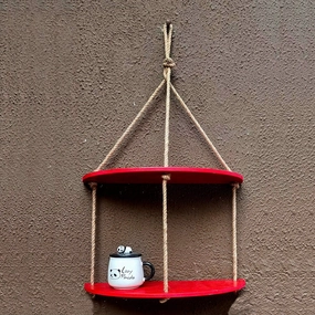 Half Oval Maroon Wall Hanging Shelf cactus succulent plant  
