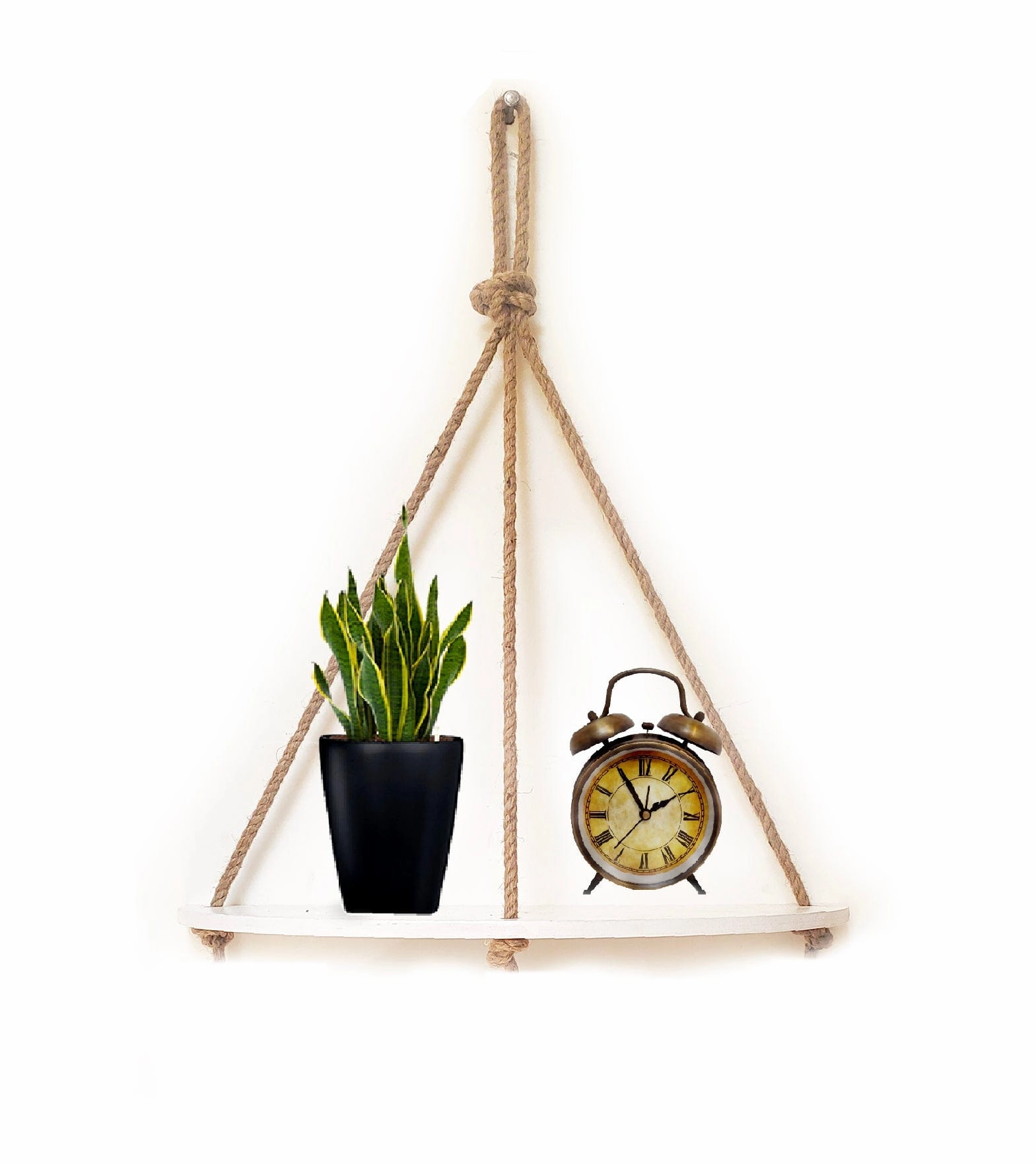 Half Oval White Wall Hanging Shelf