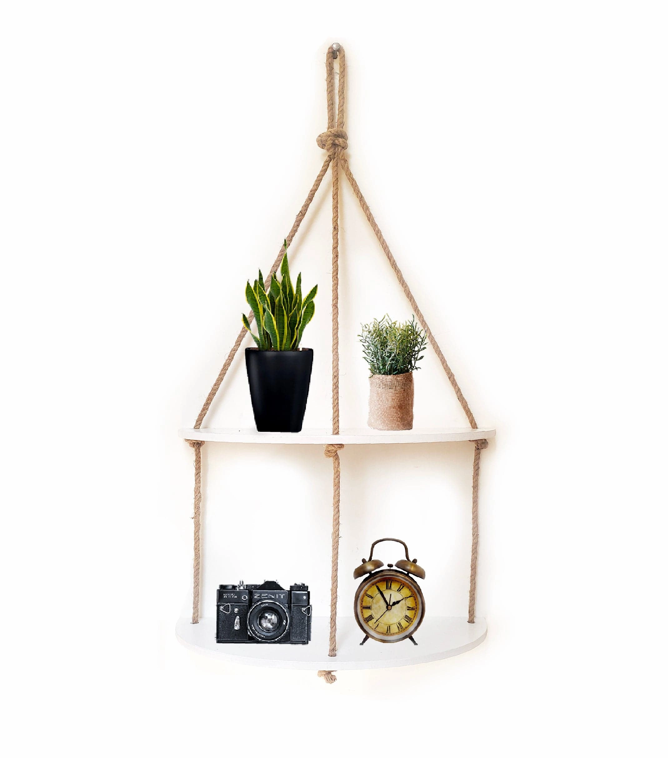Half Oval White Wall Hanging Shelf