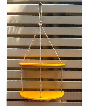 Half Oval Yellow Wall Hanging Shelf cactus succulent plant  