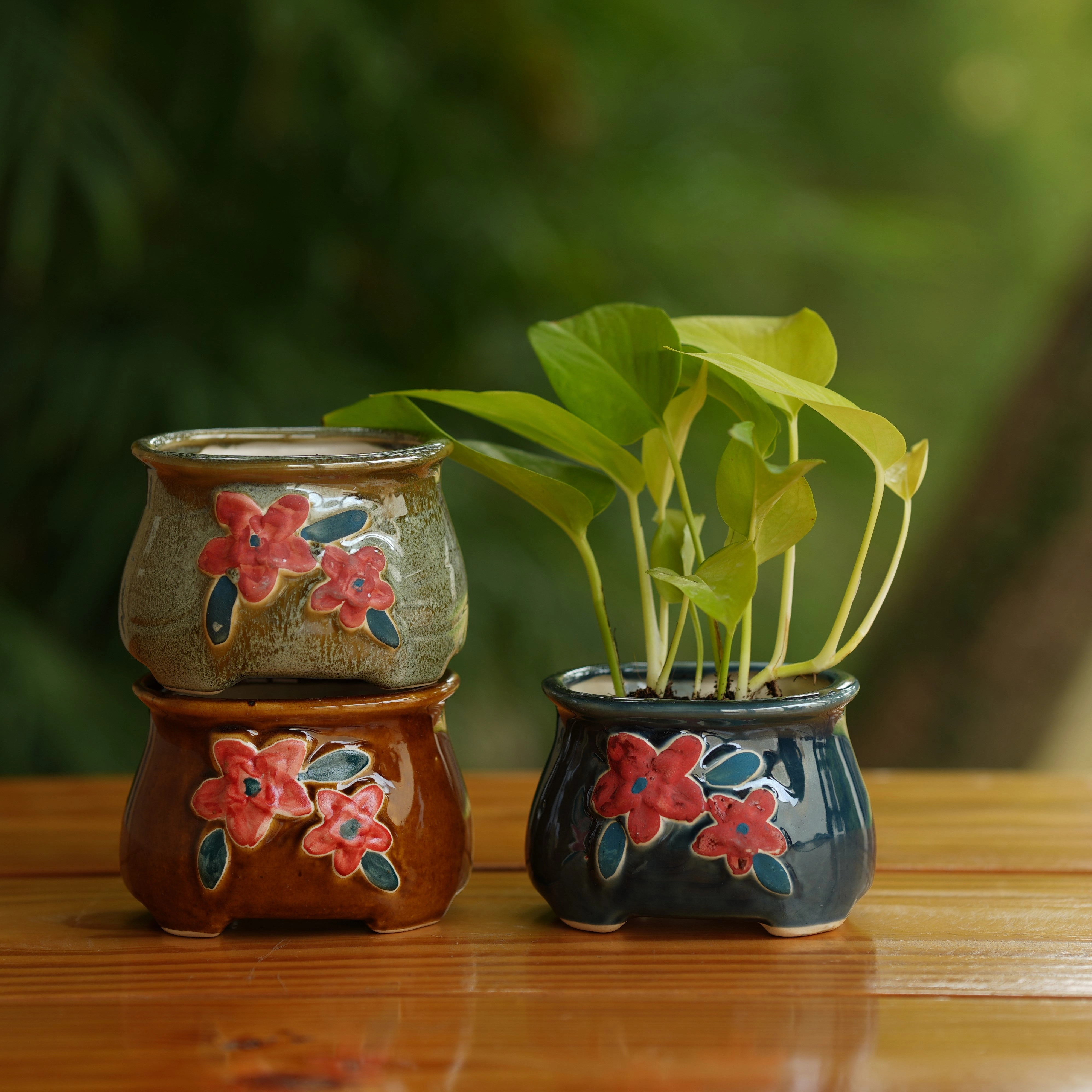 Handi Flower Design Ceramic Planter desktop planter  