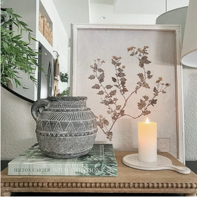Handmade Boho-Vintage Gray Terracotta Vase outdoor greenery  