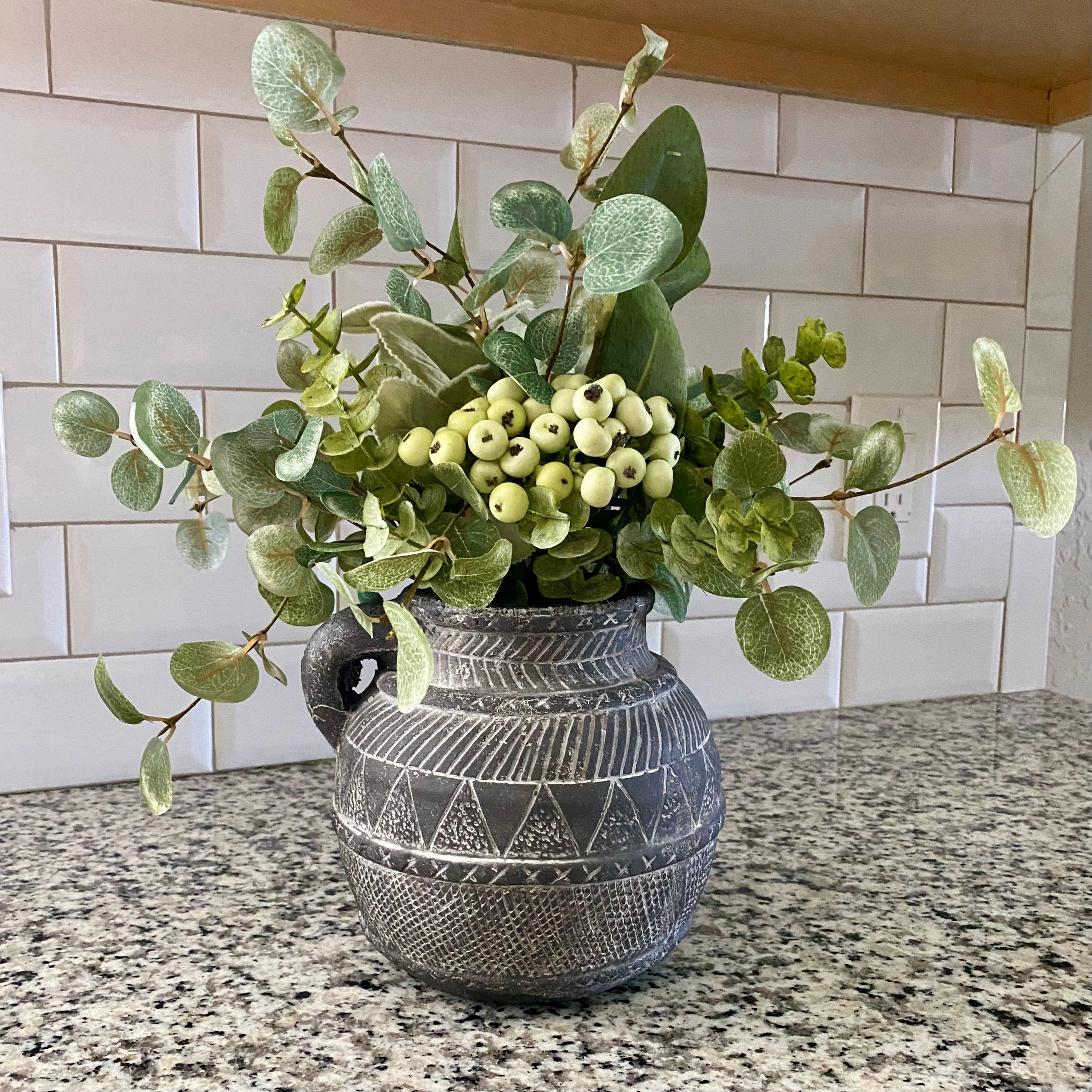 Handmade Boho-Vintage Gray Terracotta Vase