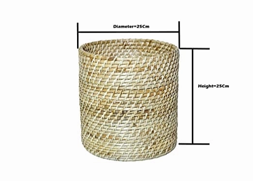 Handmade Natural Cane Planter (H:25 cm, Dia: 25cm)