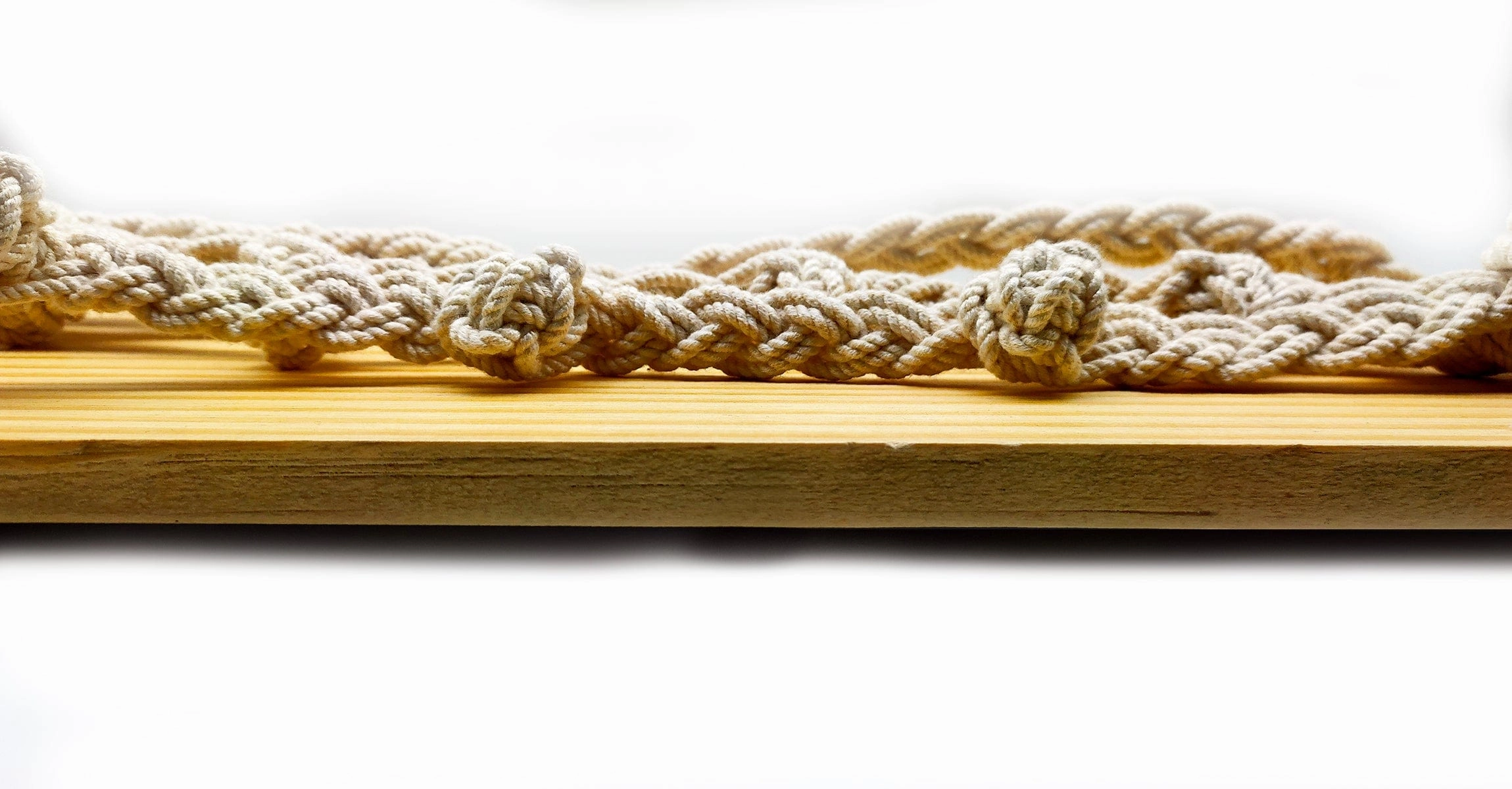 Handmade Wall Hanging Floating Shelf With Macrame, Beige And Cream
