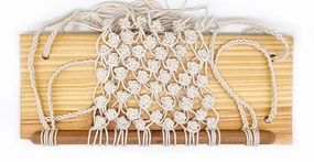 Handmade Wall Hanging Floating Shelf With Macrame, Beige cactus succulent plant  
