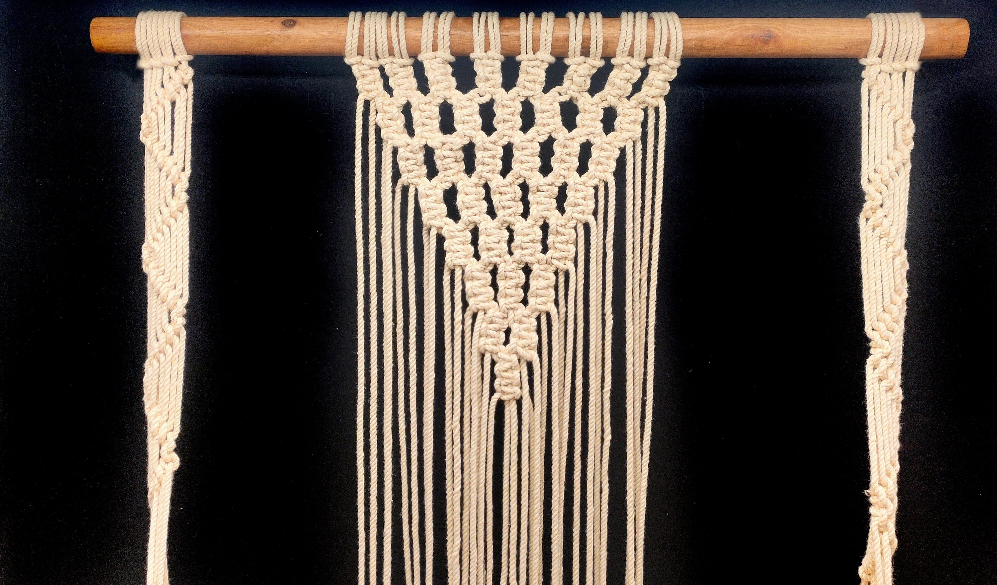 Handmade Wall Hanging Floating Shelf With Macrame, Brown
