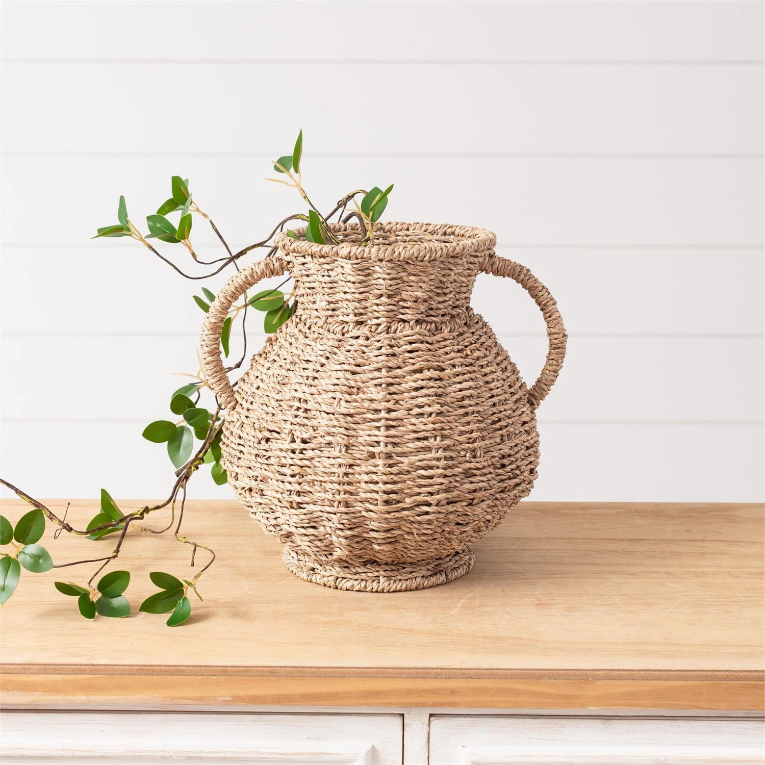 Handwoven Seagrass Vase with Handles