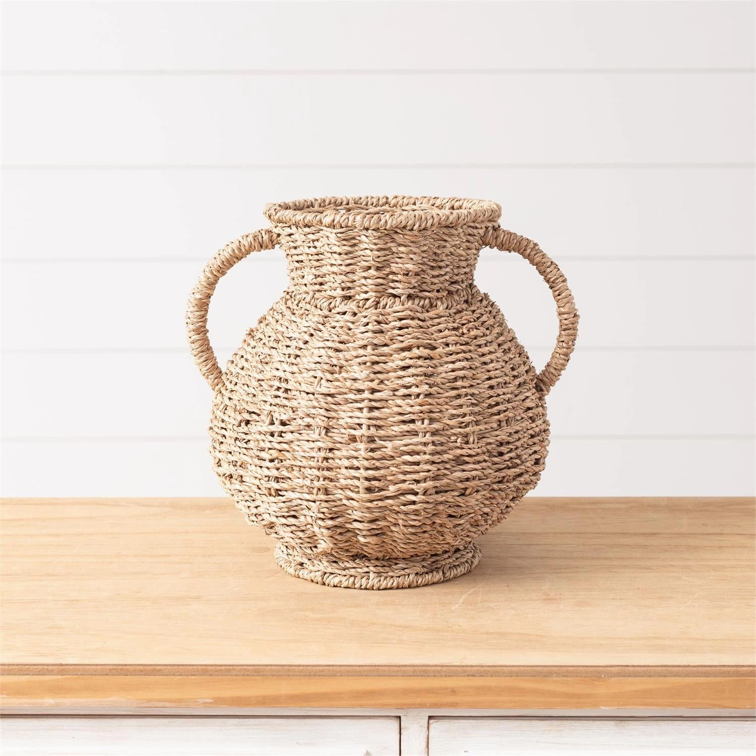 Handwoven Seagrass Vase with Handles