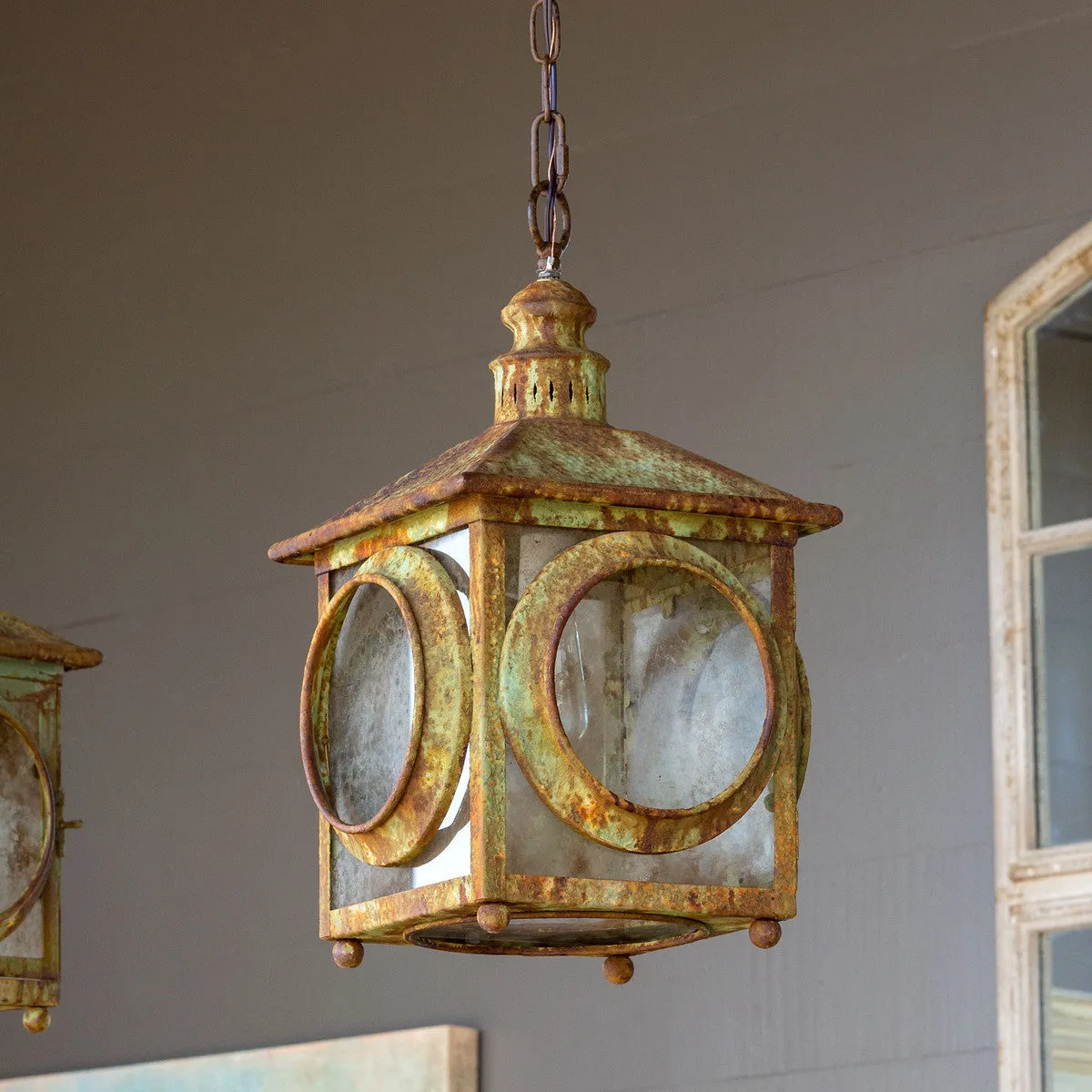 Hanging Portico Lantern dried flowers  