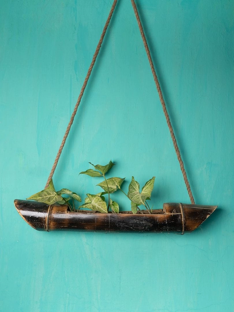 Hanging Bamboo Planter ceramic planter  
