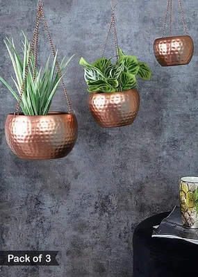 Hanging Copper Hammered Planter (Set of 3) ceramic planter  