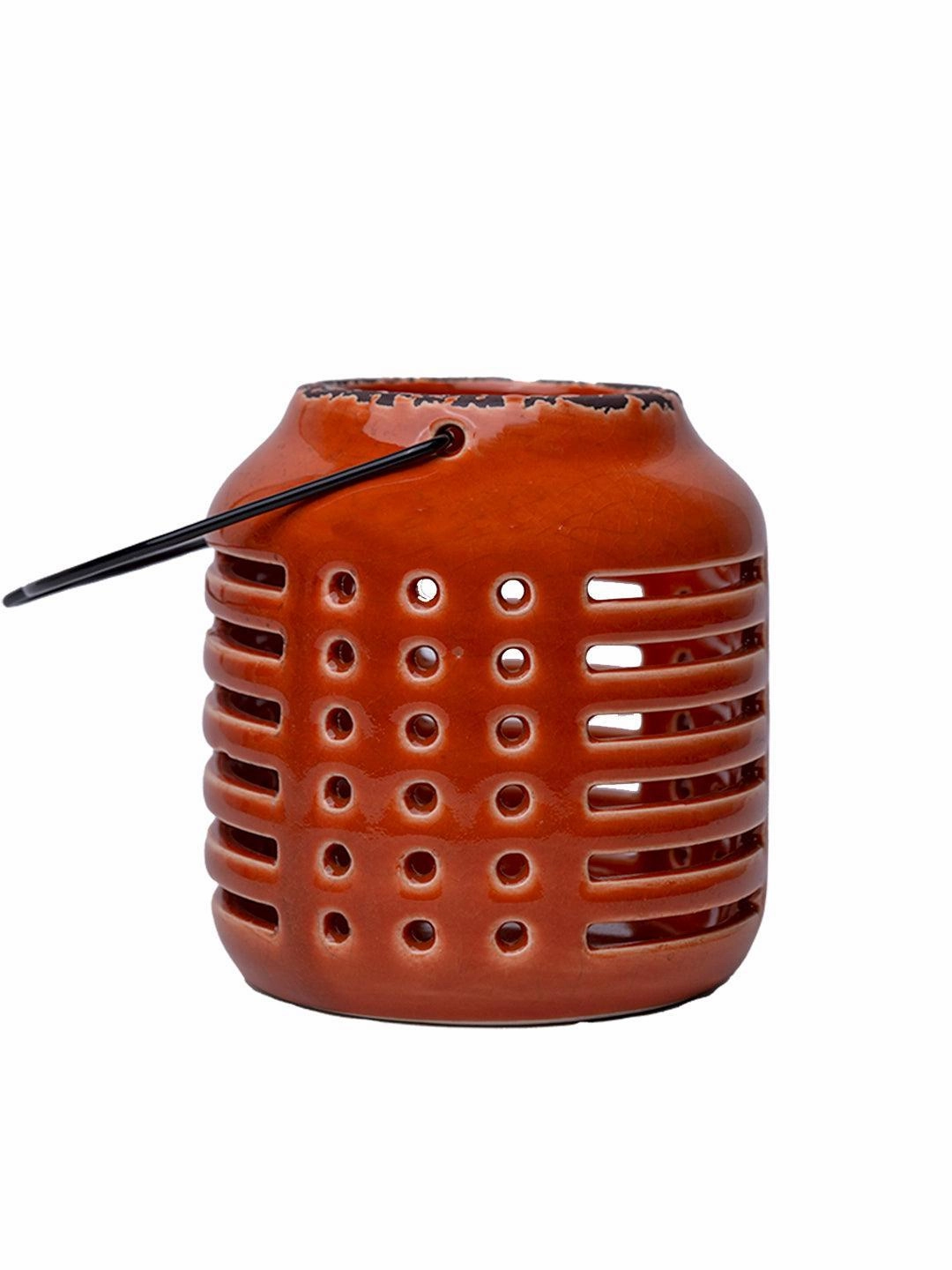 Hanging Tealight Candle Holder - Orange