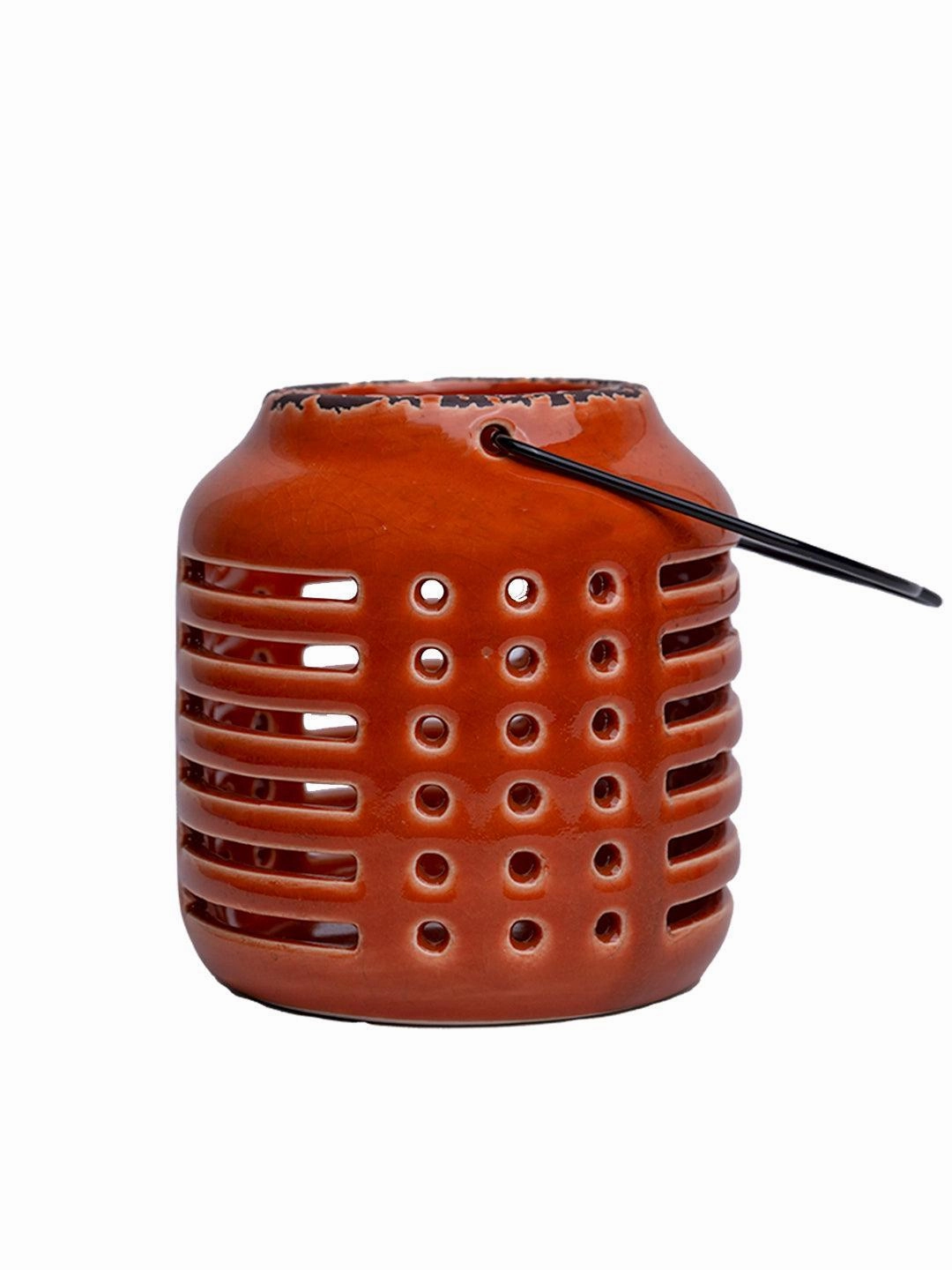 Hanging Tealight Candle Holder - Orange