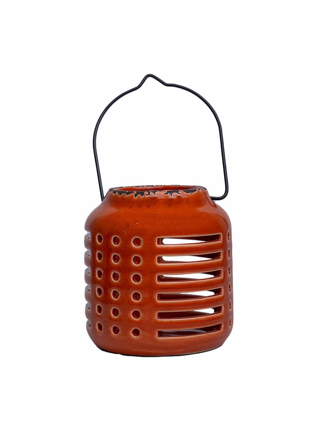 Hanging Tealight Candle Holder - Orange