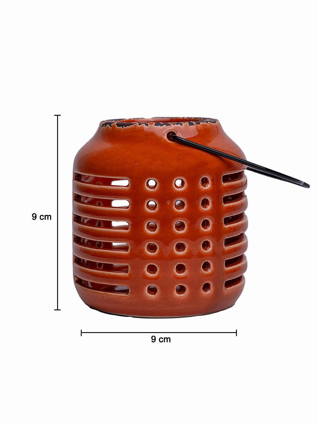 Hanging Tealight Candle Holder - Orange
