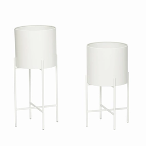 Hbsch Airy Pots Set Of 2, White dried green plant  