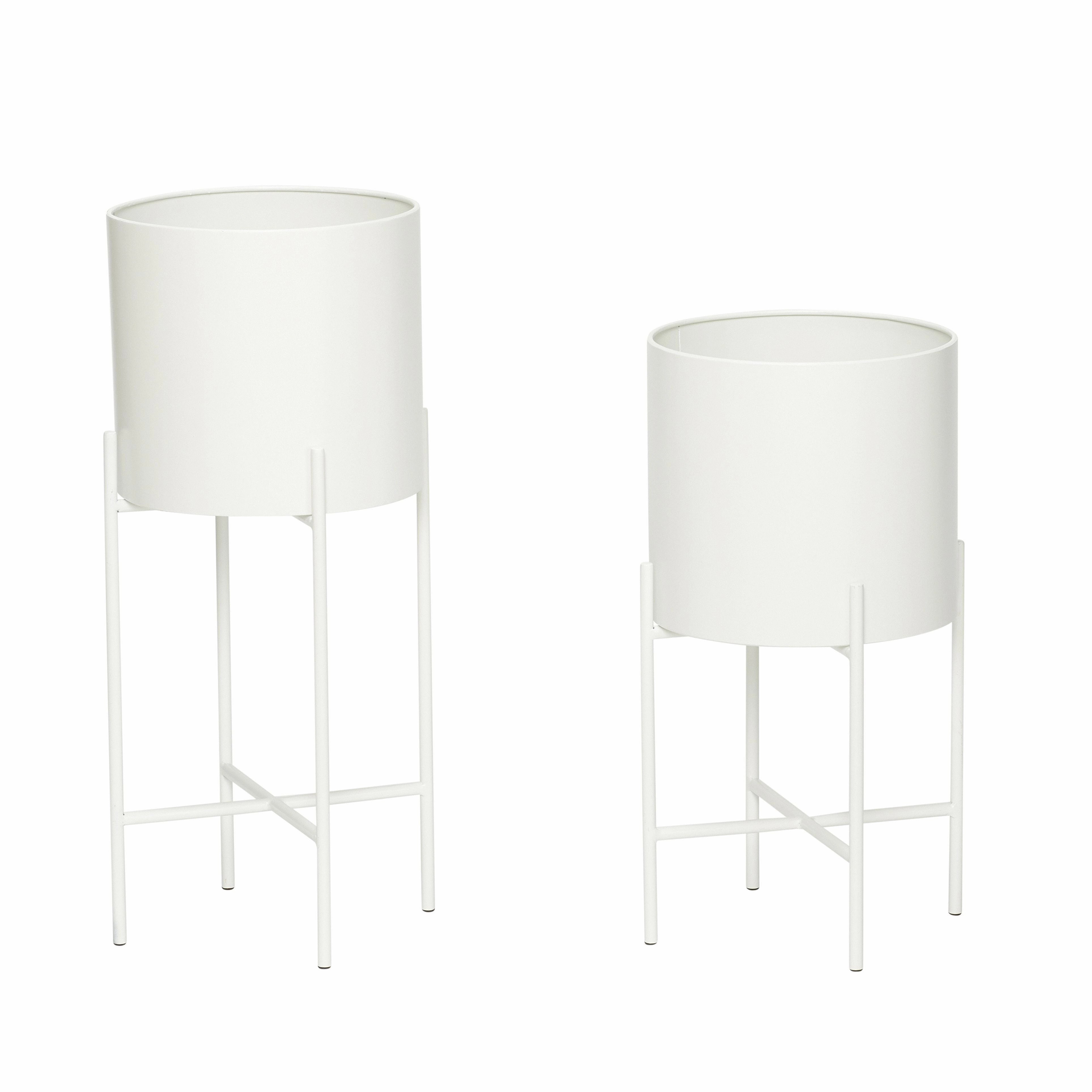 Hbsch Airy Pots Set Of 2, White dried green plant  