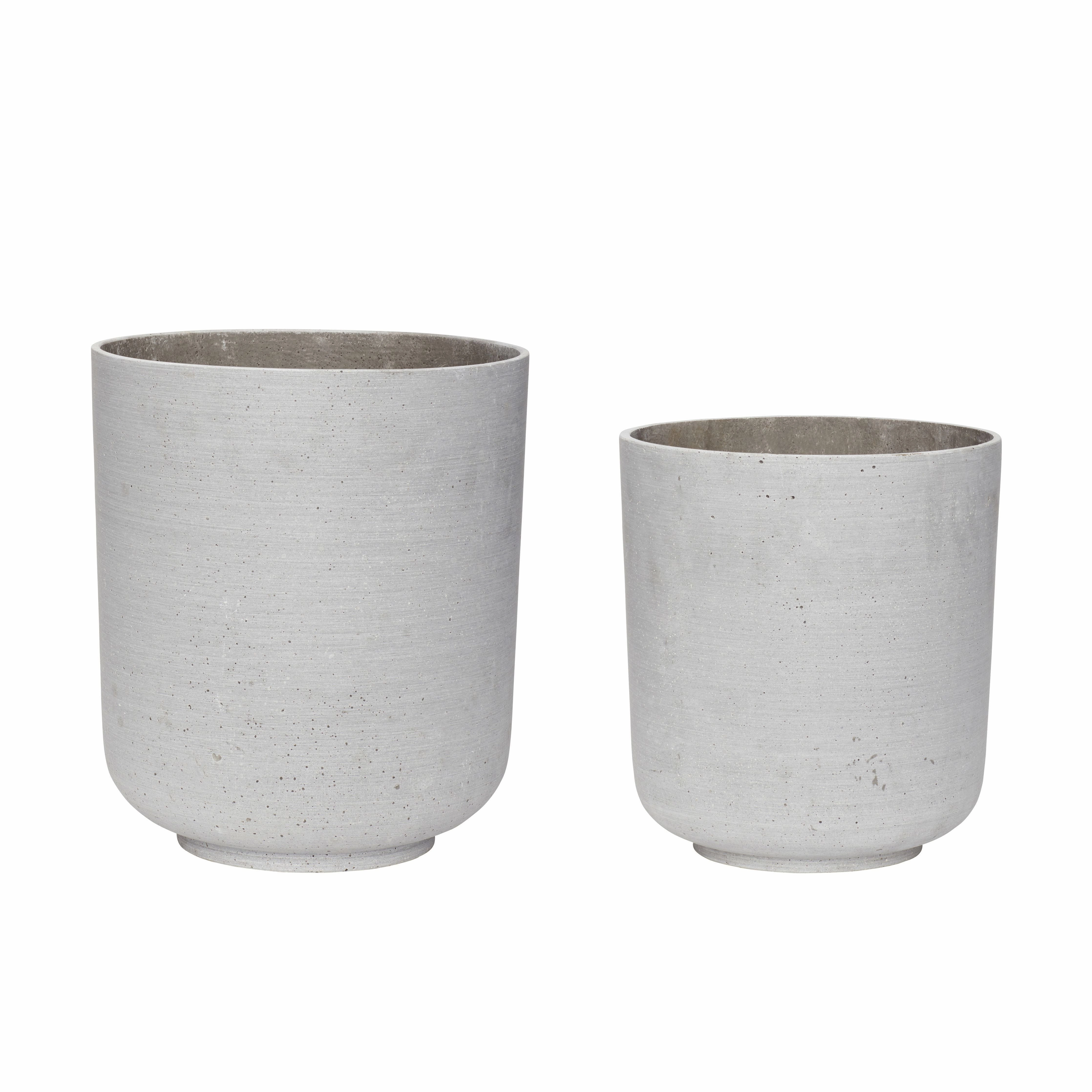 Hbsch Among Pots Set Of 2, Light Grey dried green plant  