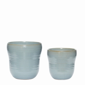 Hbsch Care Pot Ceramic Blue Set Of 2 dried green plant  