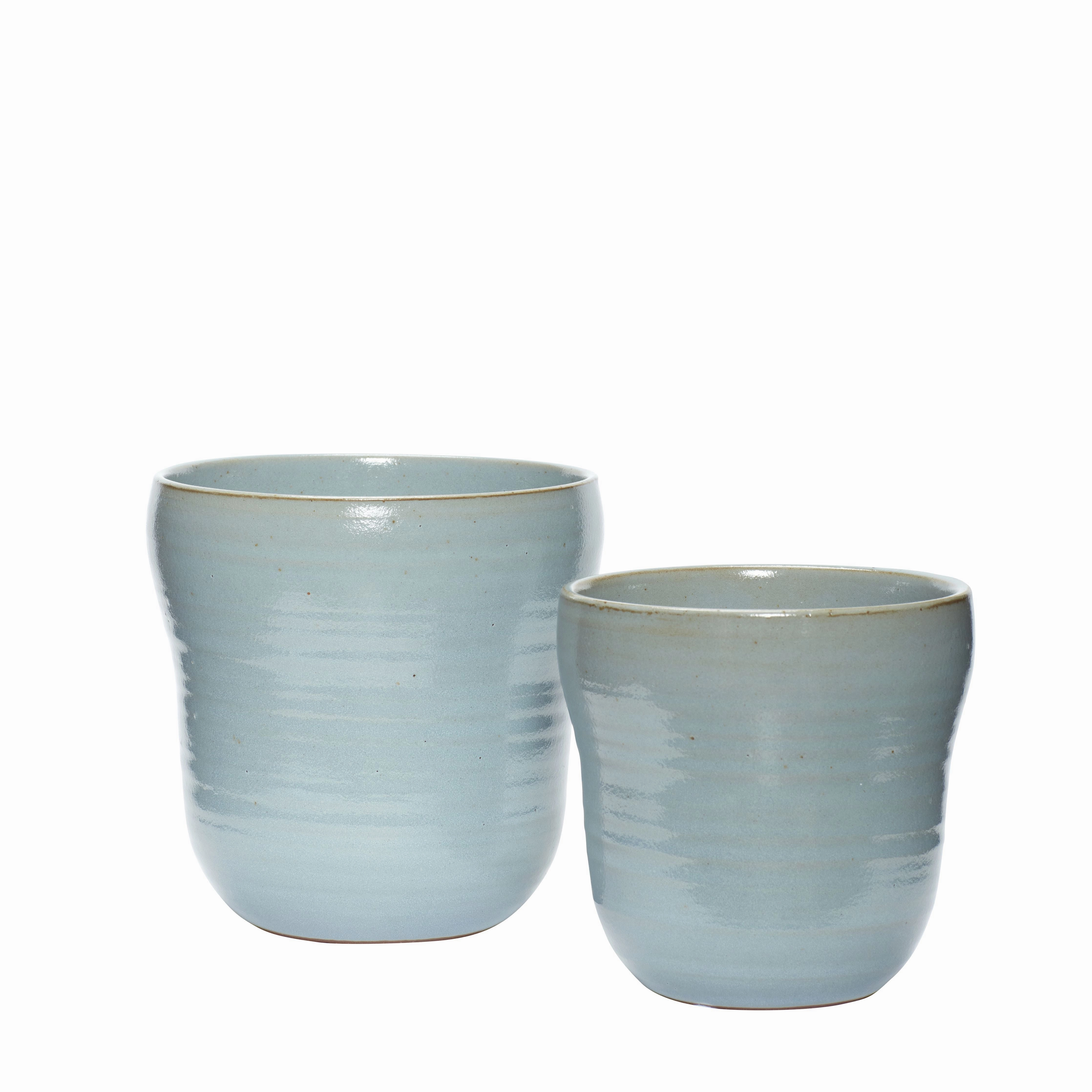 Hbsch Care Pot Ceramic Blue Set Of 2