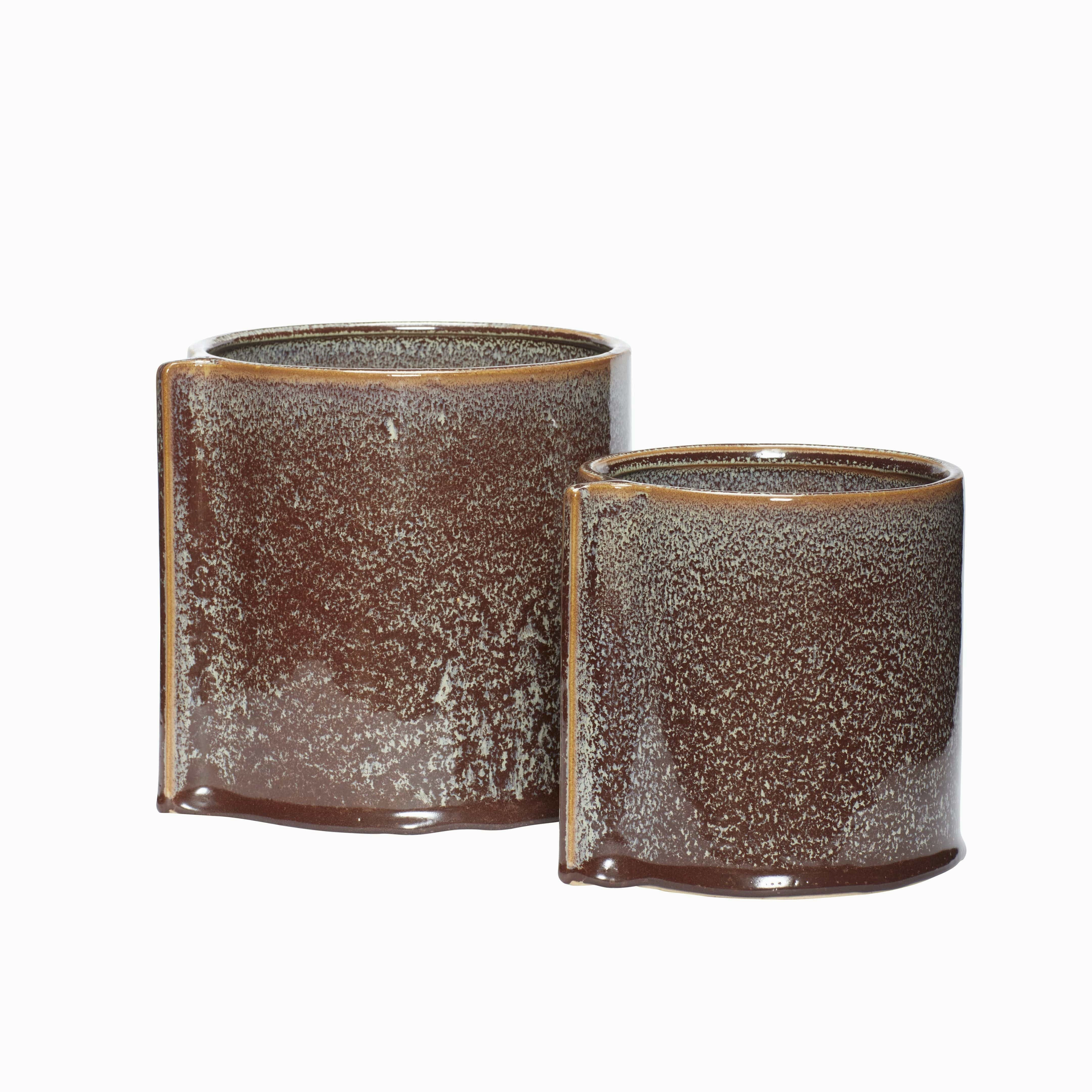 Hbsch Leaf Pots (Set Of 2), Maroon