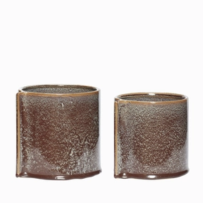 Hbsch Leaf Pots (Set Of 2), Maroon dried green plant  