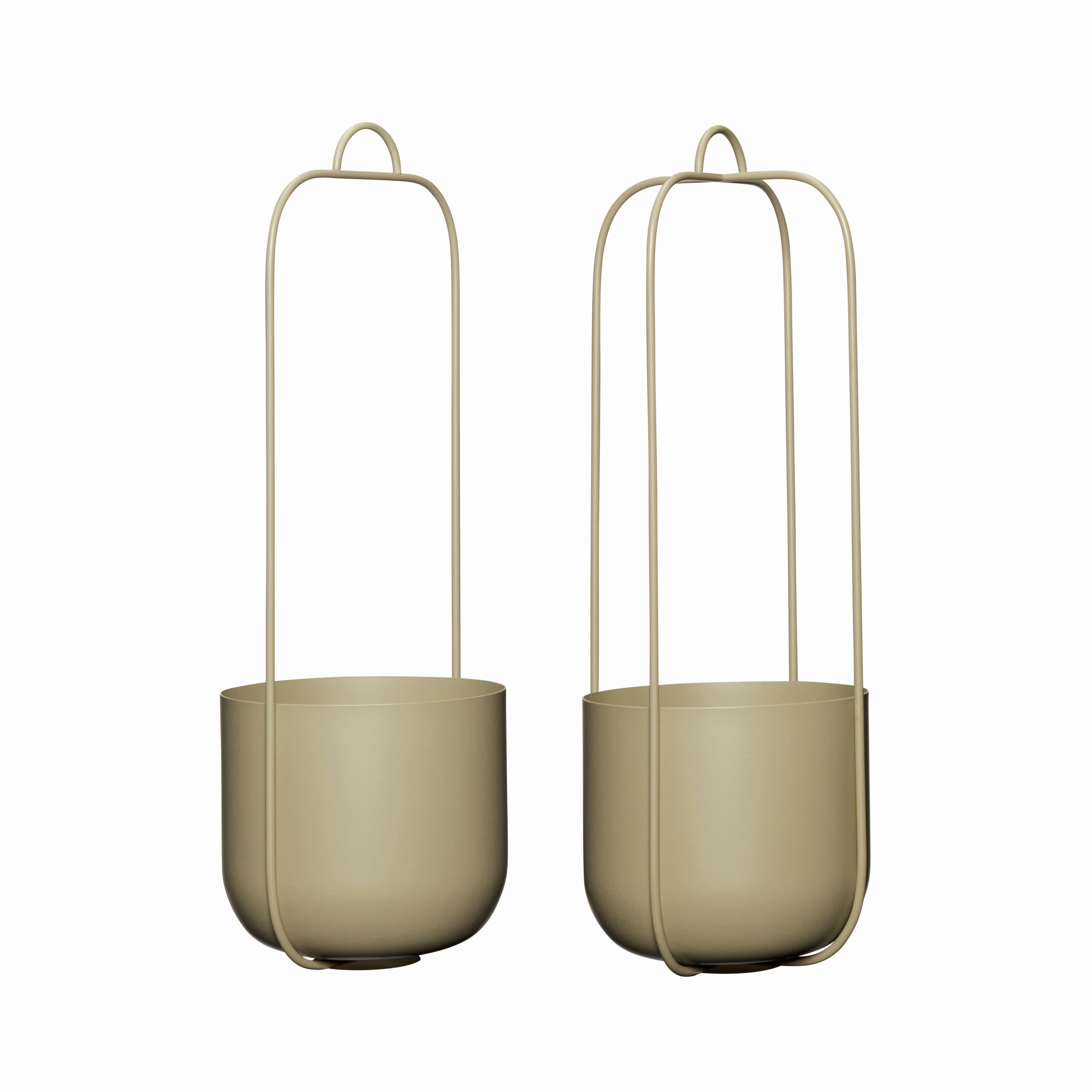 Hbsch Lotus Hanging Pots Khaki (Set Of 2) dried green plant  