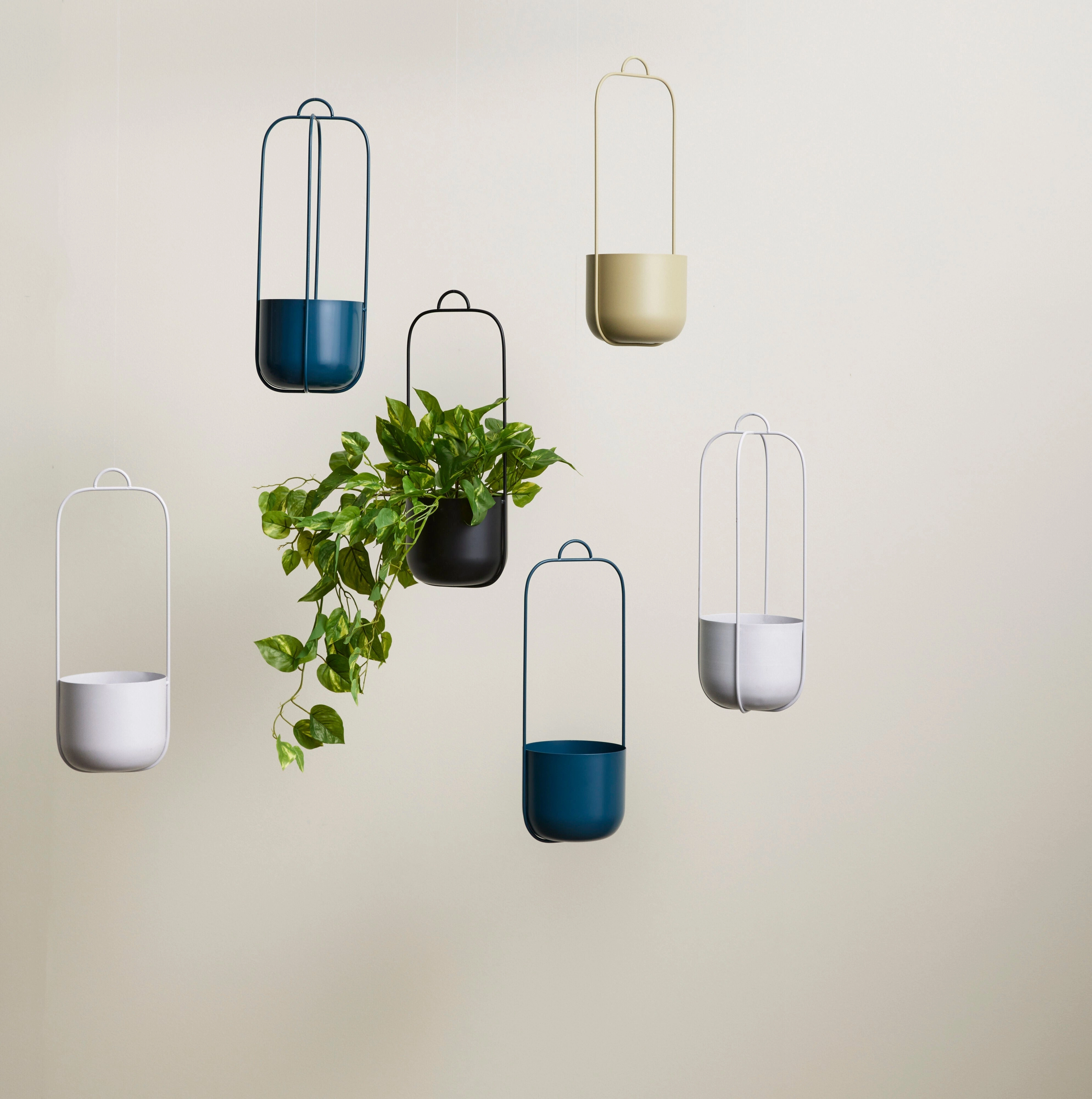 Hbsch Lotus Hanging Pots Khaki (Set Of 2)