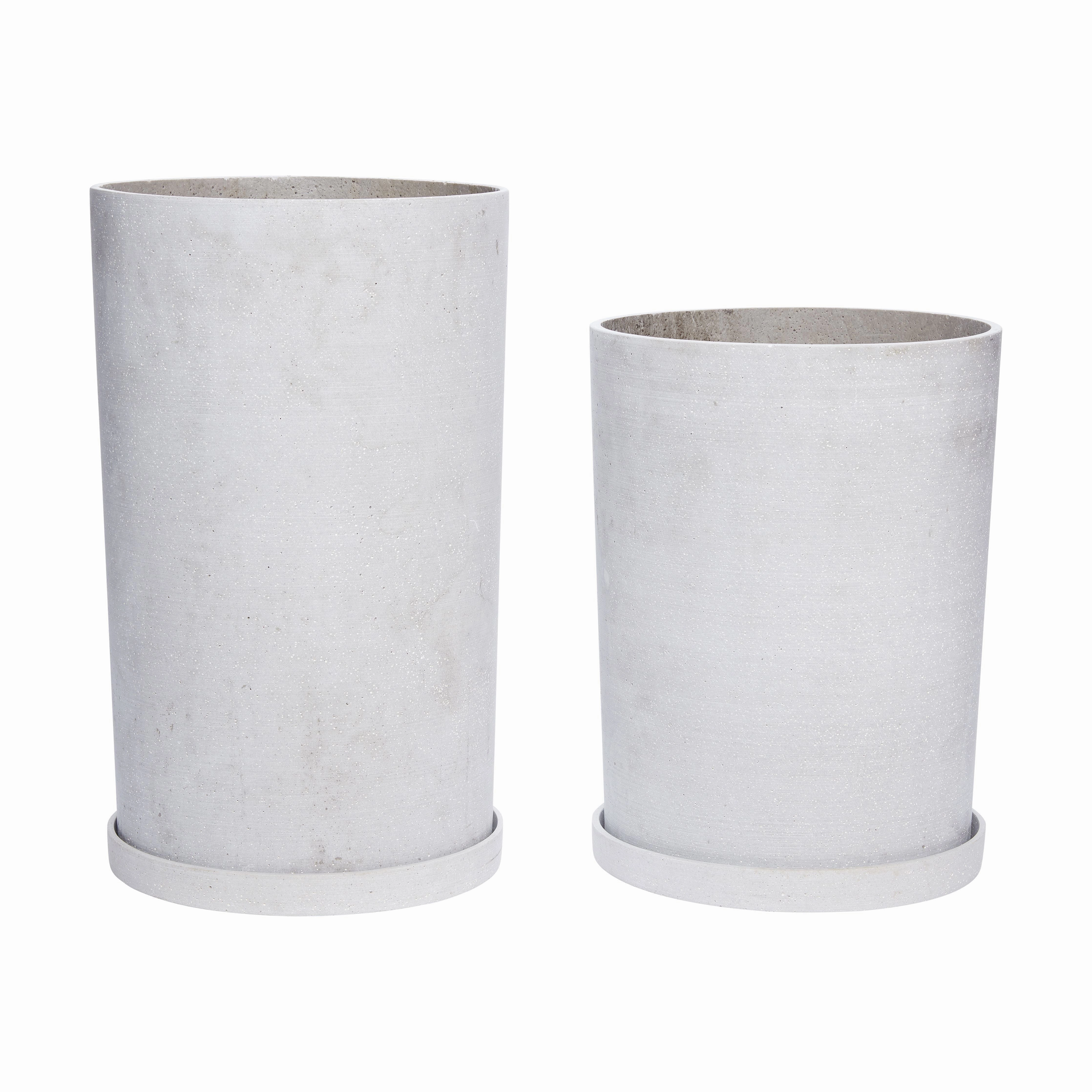 Hbsch Podium Pots Large Set Of 2, Grey dried green plant  