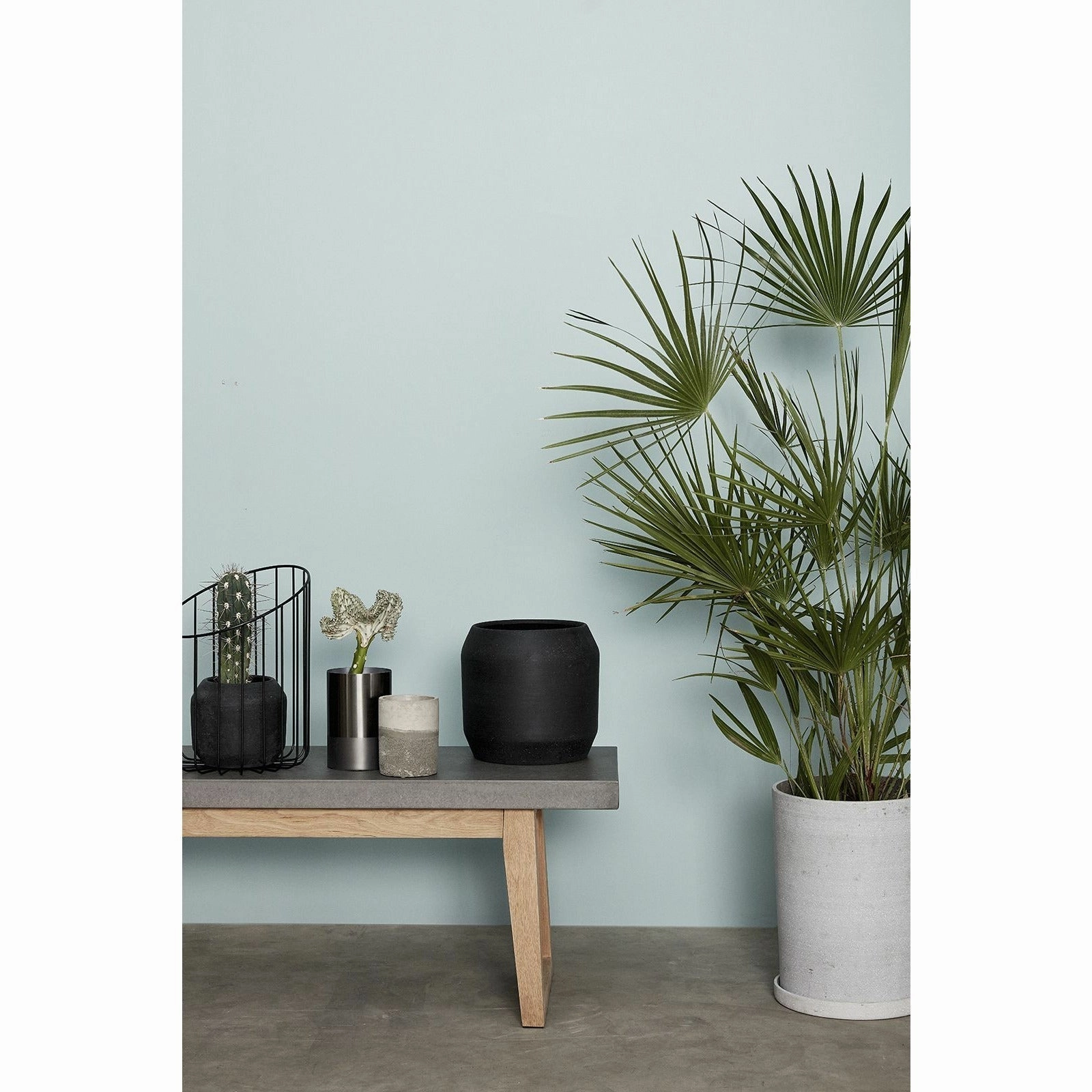 Hbsch Podium Pots Large Set Of 2, Grey