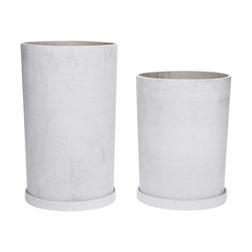Hbsch Podium Pots Large Set Of 2, Grey dried green plant  