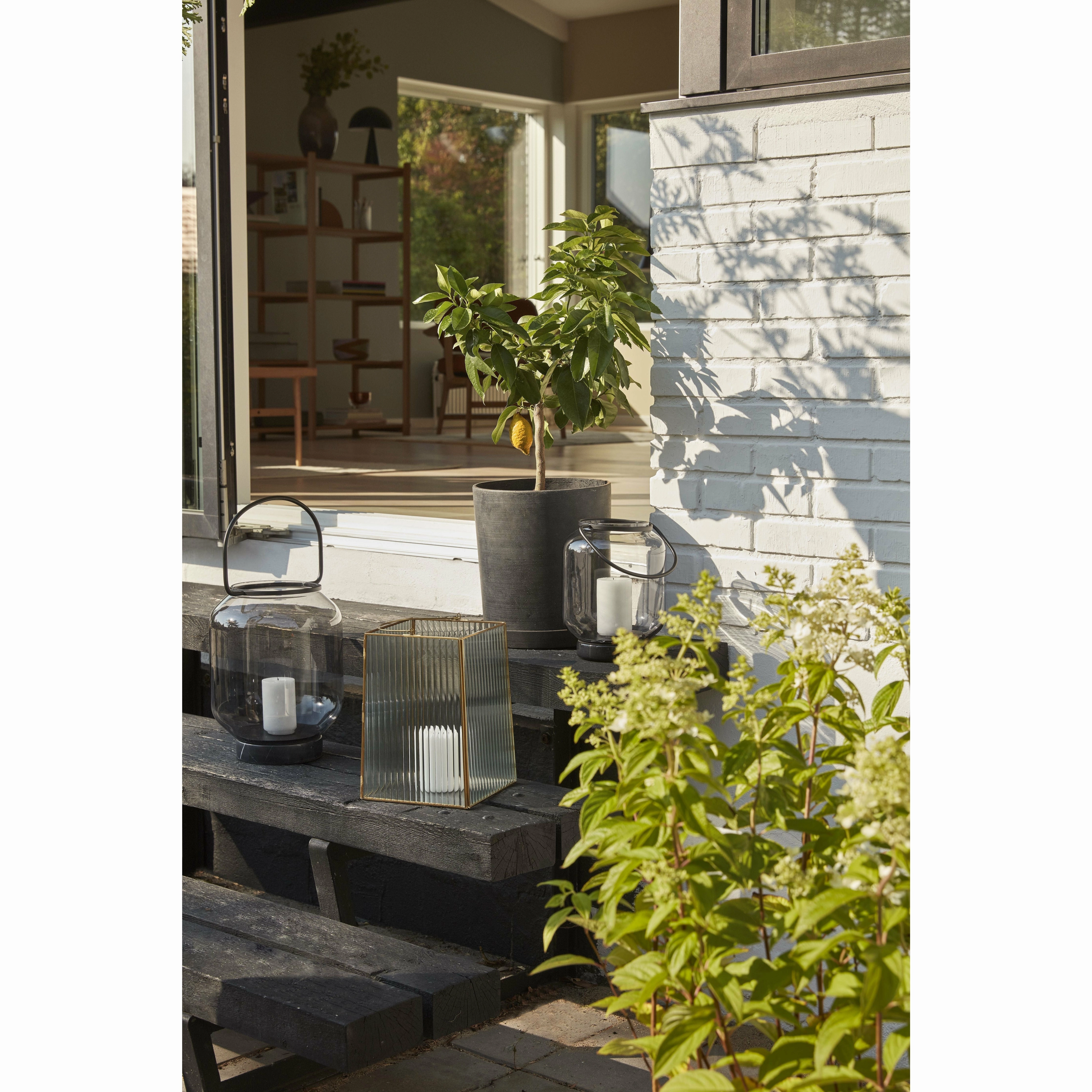 Hbsch Podium Pots Medium Set Of 2, Black